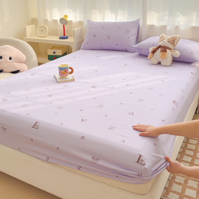 91家纺网 家纺一手货源 找家纺 洁柔家纺工厂店 2026新款A类古法糯小棉床笠礼盒款 潮牌紫韵