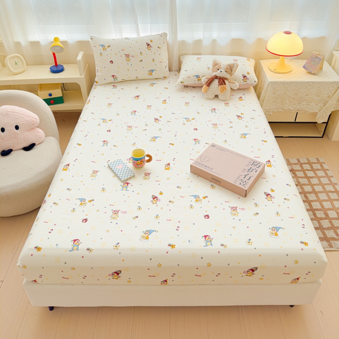 91家纺网 家纺一手货源 找家纺 洁柔家纺工厂店 2026新款A类古法糯小棉床笠礼盒款 晚安星星