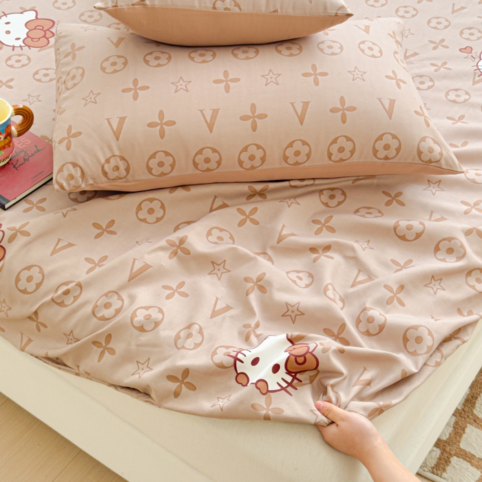 91家纺网 家纺一手货源 找家纺 洁柔家纺工厂店 2026新款A类古法糯小棉床笠礼盒款 潮牌KiTTy