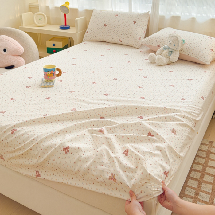 91家纺网 家纺一手货源 找家纺 洁柔家纺工厂店 2026新款A类古法糯小棉床笠礼盒款 十里蔷薇