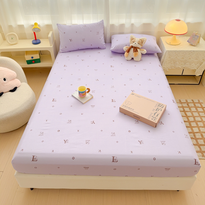 91家纺网 家纺一手货源 找家纺 洁柔家纺工厂店 2026新款A类古法糯小棉床笠礼盒款 潮牌紫韵