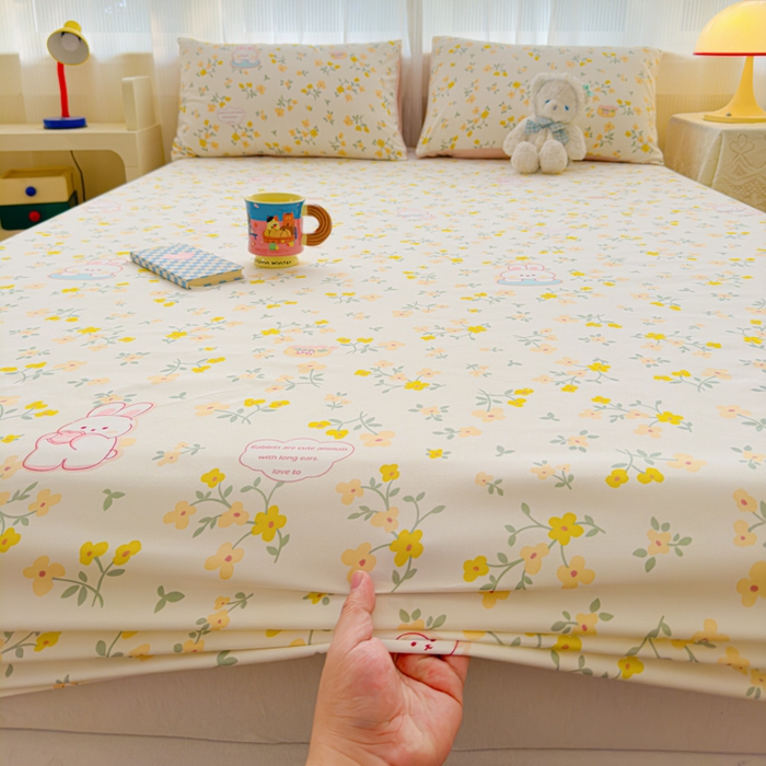 91家纺网 家纺一手货源 找家纺 洁柔家纺工厂店 2026新款A类古法糯小棉床笠礼盒款 金桂玉兔