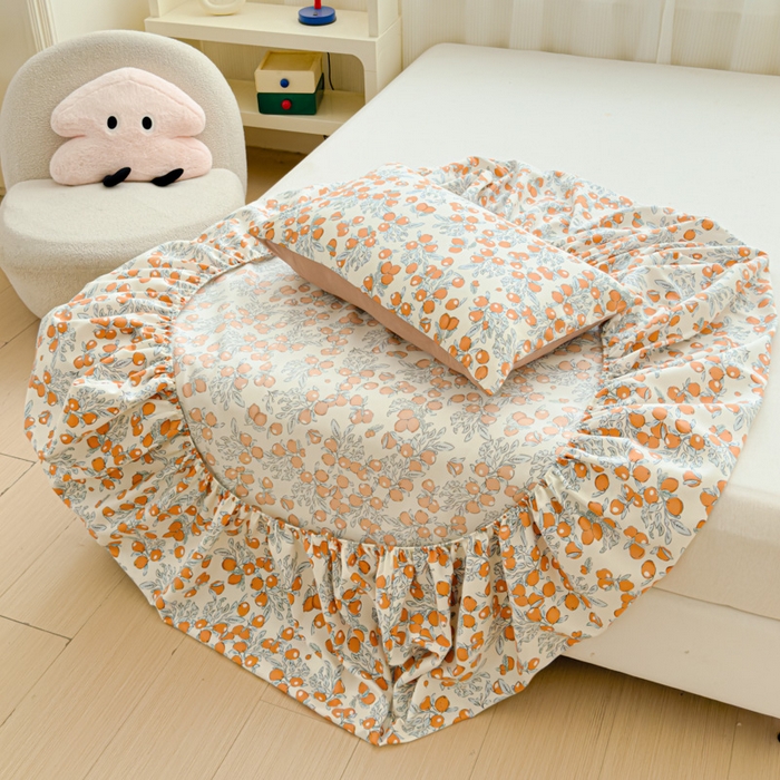 91家纺网 家纺一手货源 找家纺 洁柔家纺工厂店 2026新款A类古法糯小棉床笠礼盒款 柿柿如意