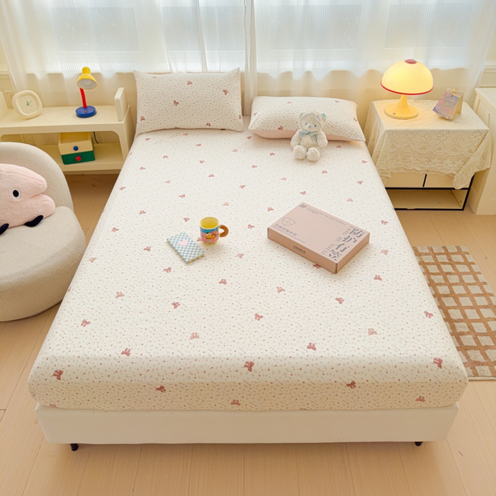 91家纺网 家纺一手货源 找家纺 洁柔家纺工厂店 2026新款A类古法糯小棉床笠礼盒款 十里蔷薇