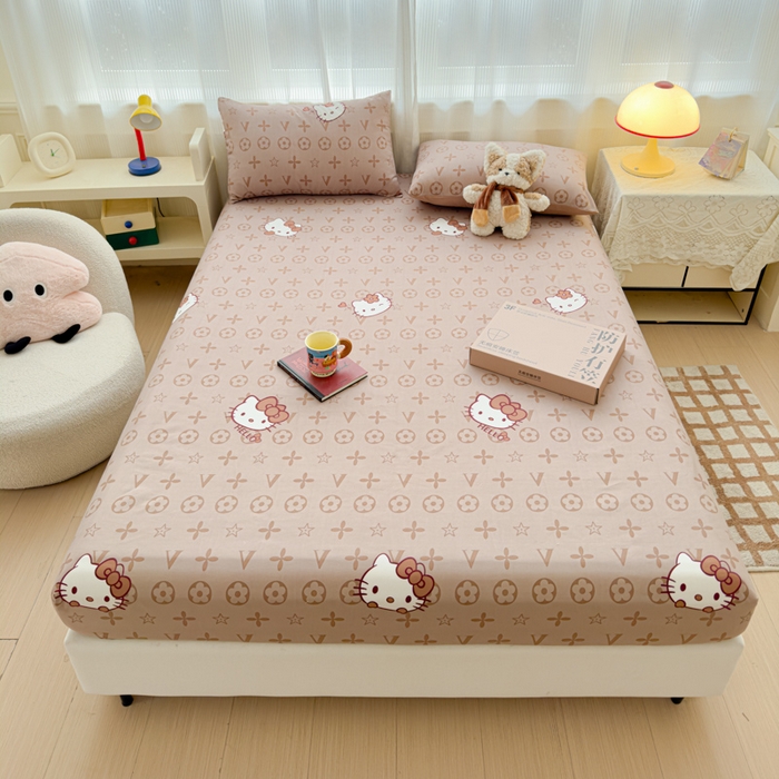 91家纺网 家纺一手货源 找家纺 洁柔家纺工厂店 2026新款A类古法糯小棉床笠礼盒款 潮牌KiTTy