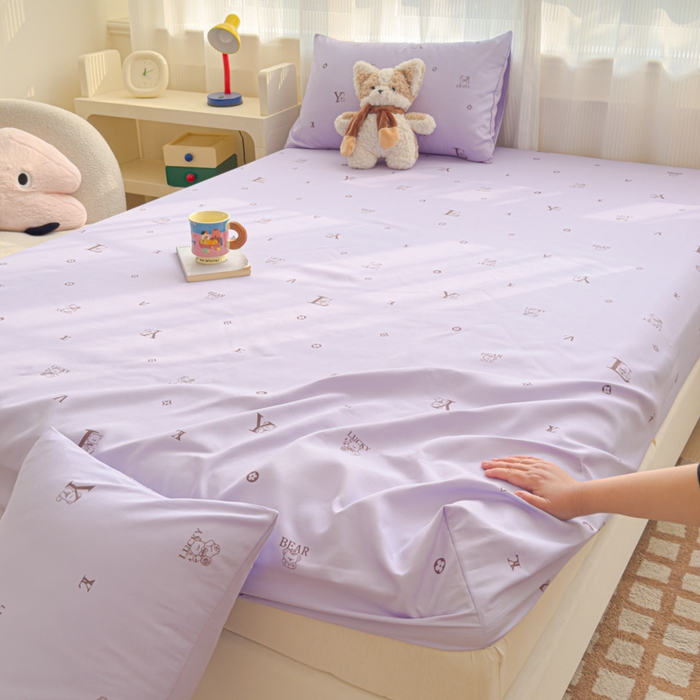 91家纺网 家纺一手货源 找家纺 洁柔家纺工厂店 2026新款A类古法糯小棉床笠礼盒款 潮牌紫韵