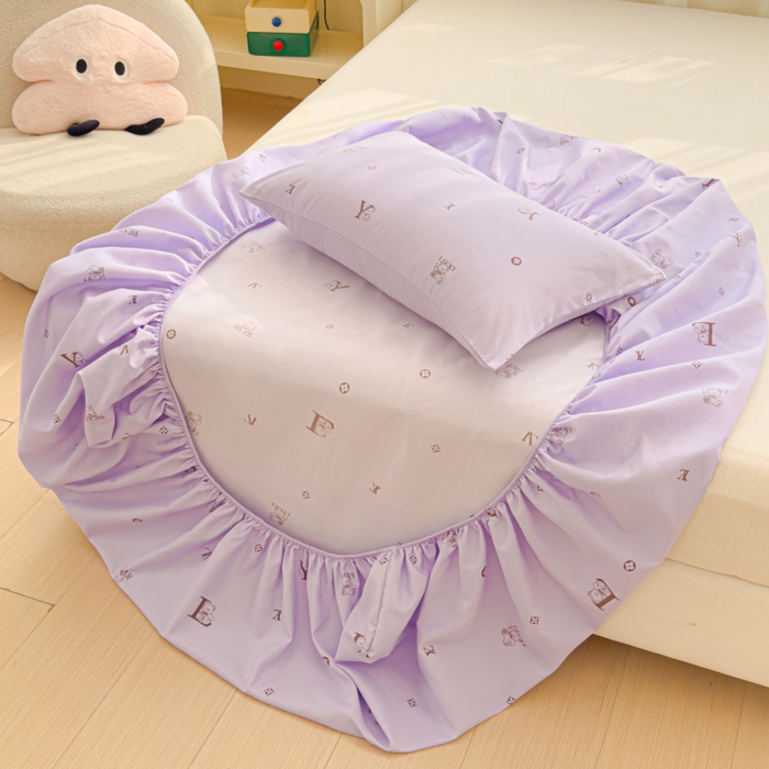 91家纺网 家纺一手货源 找家纺 洁柔家纺工厂店 2026新款A类古法糯小棉床笠礼盒款 潮牌紫韵