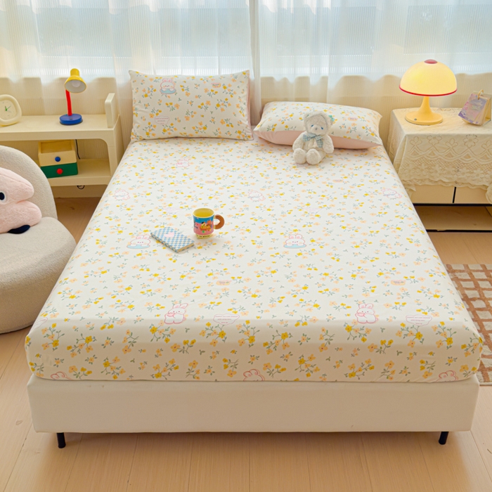 洁柔家纺工厂店 2026新款A类古法糯小棉床笠礼盒款 金桂玉兔