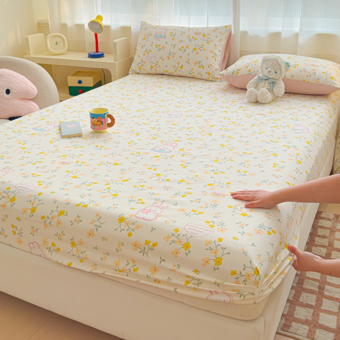 91家纺网 家纺一手货源 找家纺 洁柔家纺工厂店 2026新款A类古法糯小棉床笠礼盒款 金桂玉兔