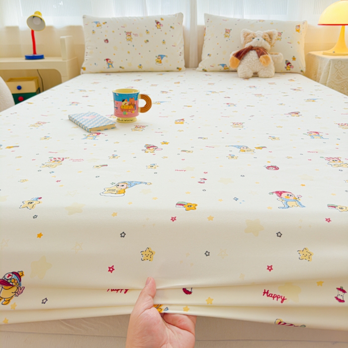 91家纺网 家纺一手货源 找家纺 洁柔家纺工厂店 2026新款A类古法糯小棉床笠礼盒款 晚安星星