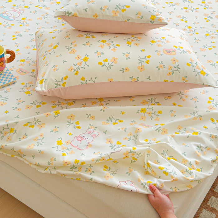 91家纺网 家纺一手货源 找家纺 洁柔家纺工厂店 2026新款A类古法糯小棉床笠礼盒款 金桂玉兔