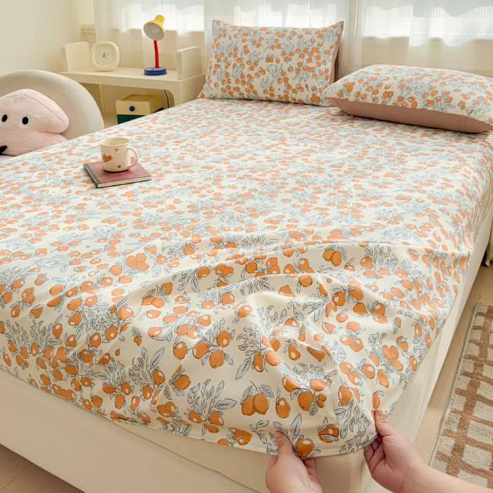 91家纺网 家纺一手货源 找家纺 洁柔家纺工厂店 2026新款A类古法糯小棉床笠礼盒款 柿柿如意