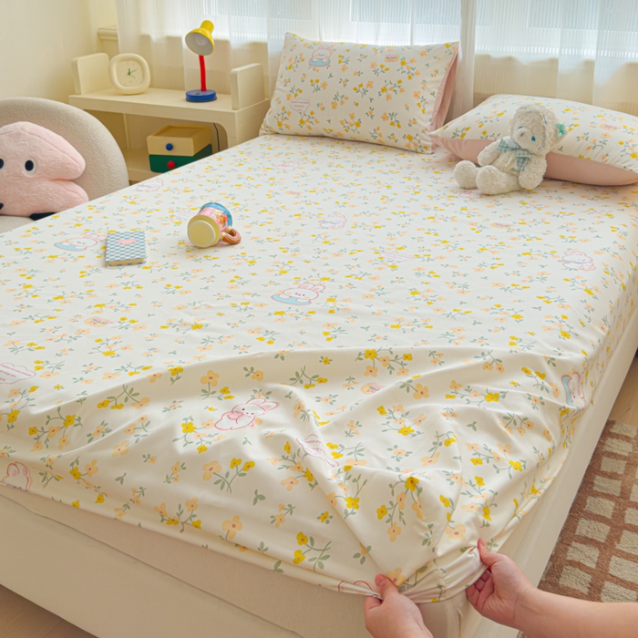 91家纺网 家纺一手货源 找家纺 洁柔家纺工厂店 2026新款A类古法糯小棉床笠礼盒款 金桂玉兔