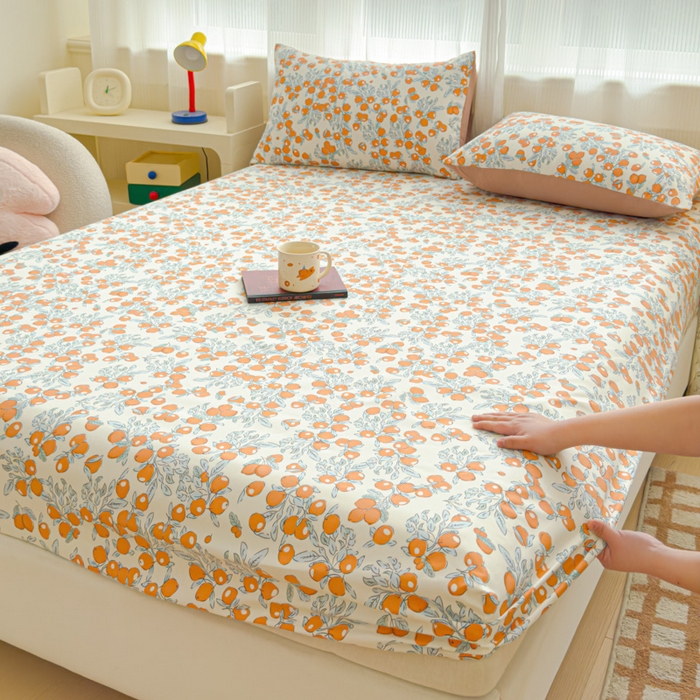 91家纺网 家纺一手货源 找家纺 洁柔家纺工厂店 2026新款A类古法糯小棉床笠礼盒款 柿柿如意