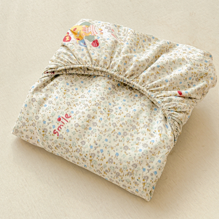 91家纺网 家纺一手货源 找家纺 洁柔家纺工厂店 2026新款A类古法糯小棉床笠礼盒款 花枝嫣然