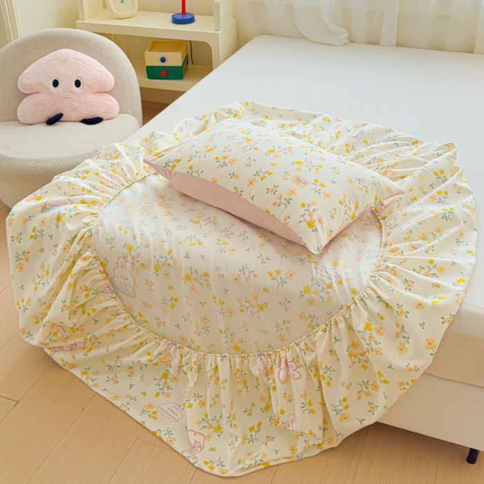 91家纺网 家纺一手货源 找家纺 洁柔家纺工厂店 2026新款A类古法糯小棉床笠礼盒款 金桂玉兔