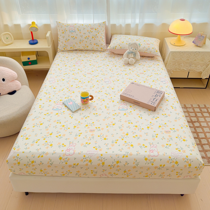 91家纺网 家纺一手货源 找家纺 洁柔家纺工厂店 2026新款A类古法糯小棉床笠礼盒款 金桂玉兔