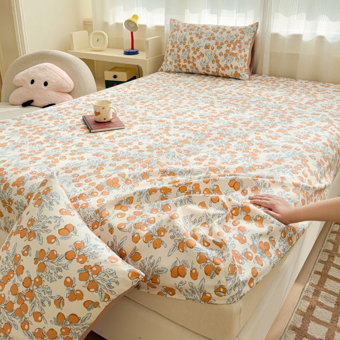 91家纺网 家纺一手货源 找家纺 洁柔家纺工厂店 2026新款A类古法糯小棉床笠礼盒款 柿柿如意