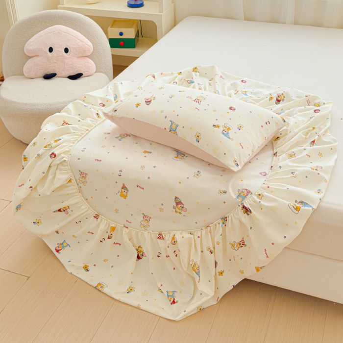 91家纺网 家纺一手货源 找家纺 洁柔家纺工厂店 2026新款A类古法糯小棉床笠礼盒款 晚安星星