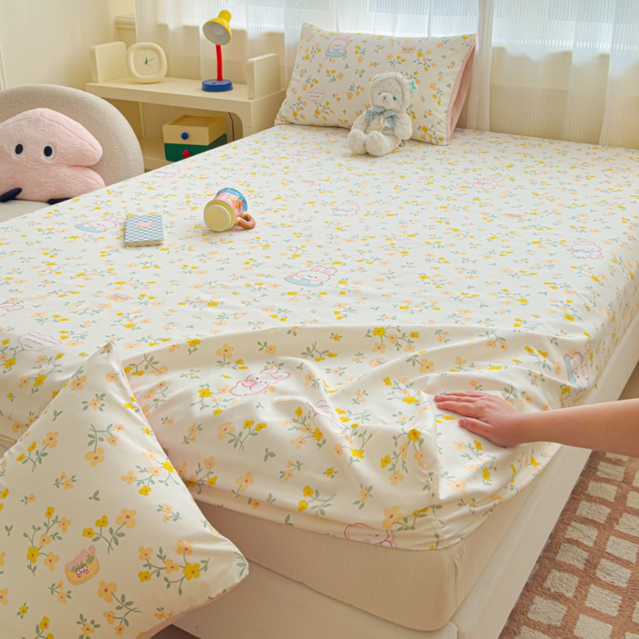 91家纺网 家纺一手货源 找家纺 洁柔家纺工厂店 2026新款A类古法糯小棉床笠礼盒款 金桂玉兔