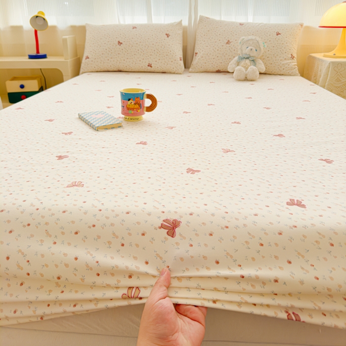 91家纺网 家纺一手货源 找家纺 洁柔家纺工厂店 2026新款A类古法糯小棉床笠礼盒款 十里蔷薇