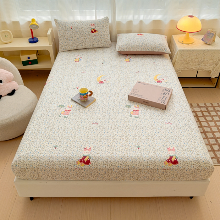 91家纺网 家纺一手货源 找家纺 洁柔家纺工厂店 2026新款A类古法糯小棉床笠礼盒款 花枝嫣然