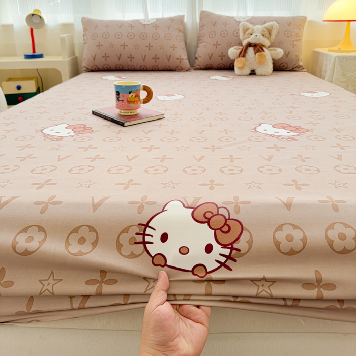 91家纺网 家纺一手货源 找家纺 洁柔家纺工厂店 2026新款A类古法糯小棉床笠礼盒款 潮牌KiTTy