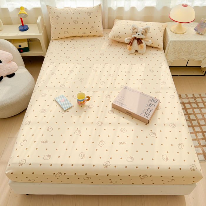 91家纺网 家纺一手货源 找家纺 洁柔家纺工厂店 2026新款A类古法糯小棉床笠礼盒款 半糖KITTY