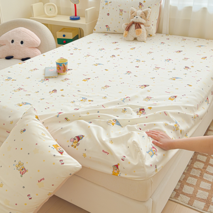 91家纺网 家纺一手货源 找家纺 洁柔家纺工厂店 2026新款A类古法糯小棉床笠礼盒款 晚安星星