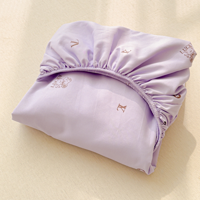 91家纺网 家纺一手货源 找家纺 洁柔家纺工厂店 2026新款A类古法糯小棉床笠礼盒款 潮牌紫韵