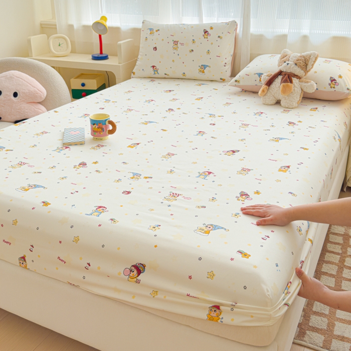 91家纺网 家纺一手货源 找家纺 洁柔家纺工厂店 2026新款A类古法糯小棉床笠礼盒款 晚安星星