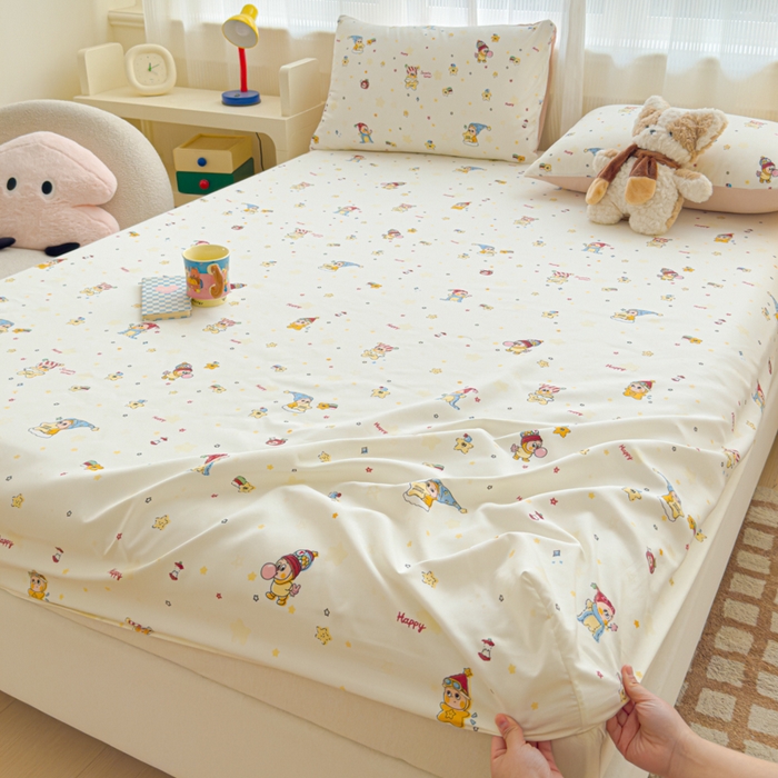 91家纺网 家纺一手货源 找家纺 洁柔家纺工厂店 2026新款A类古法糯小棉床笠礼盒款 晚安星星