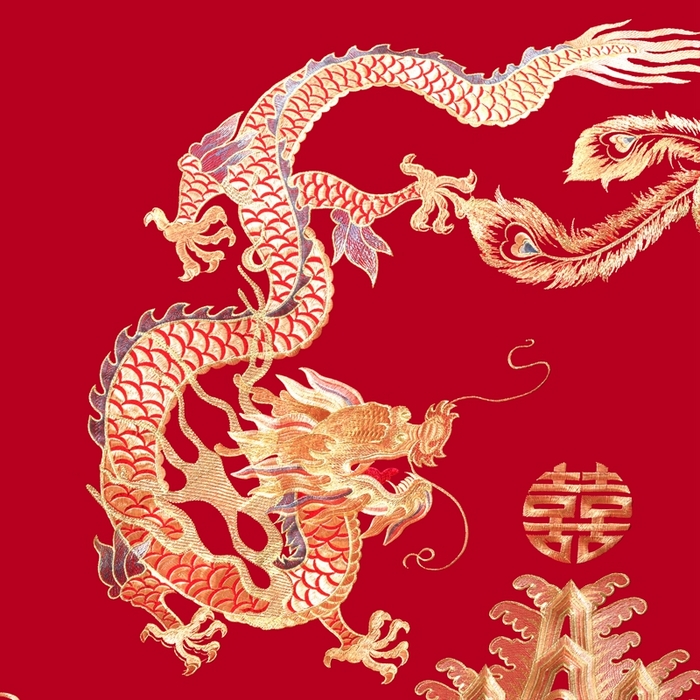 91家纺网 家纺一手货源 找家纺 慕她家纺 2026年磨毛亲肤棉婚庆四件套大红色刺绣结床上用品 盛世龙凤