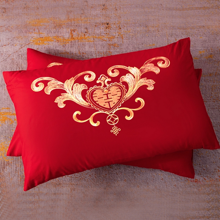 91家纺网 家纺一手货源 找家纺 慕她家纺 2026年磨毛亲肤棉婚庆四件套大红色刺绣结床上用品 盛世庄园 大红