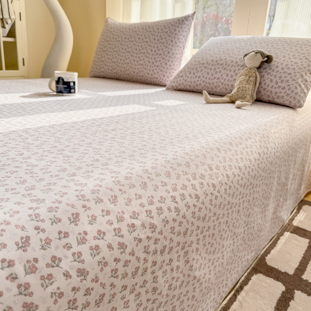 91家纺网 家纺一手货源 找家纺 康纳利 2026新款原棉老粗布透气印花床单 茶语