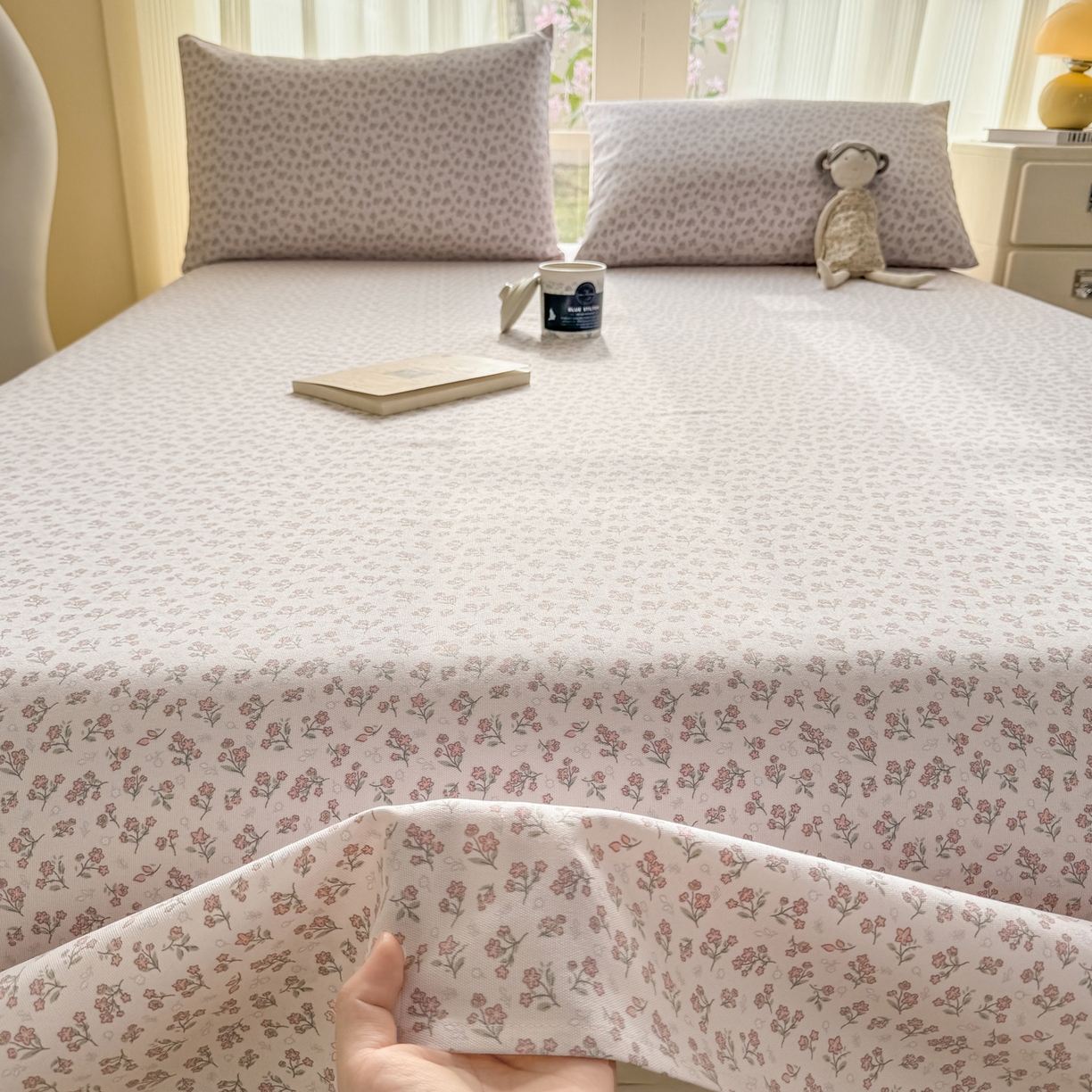 91家纺网 家纺一手货源 找家纺 康纳利 2026新款原棉老粗布透气印花床单 茶语