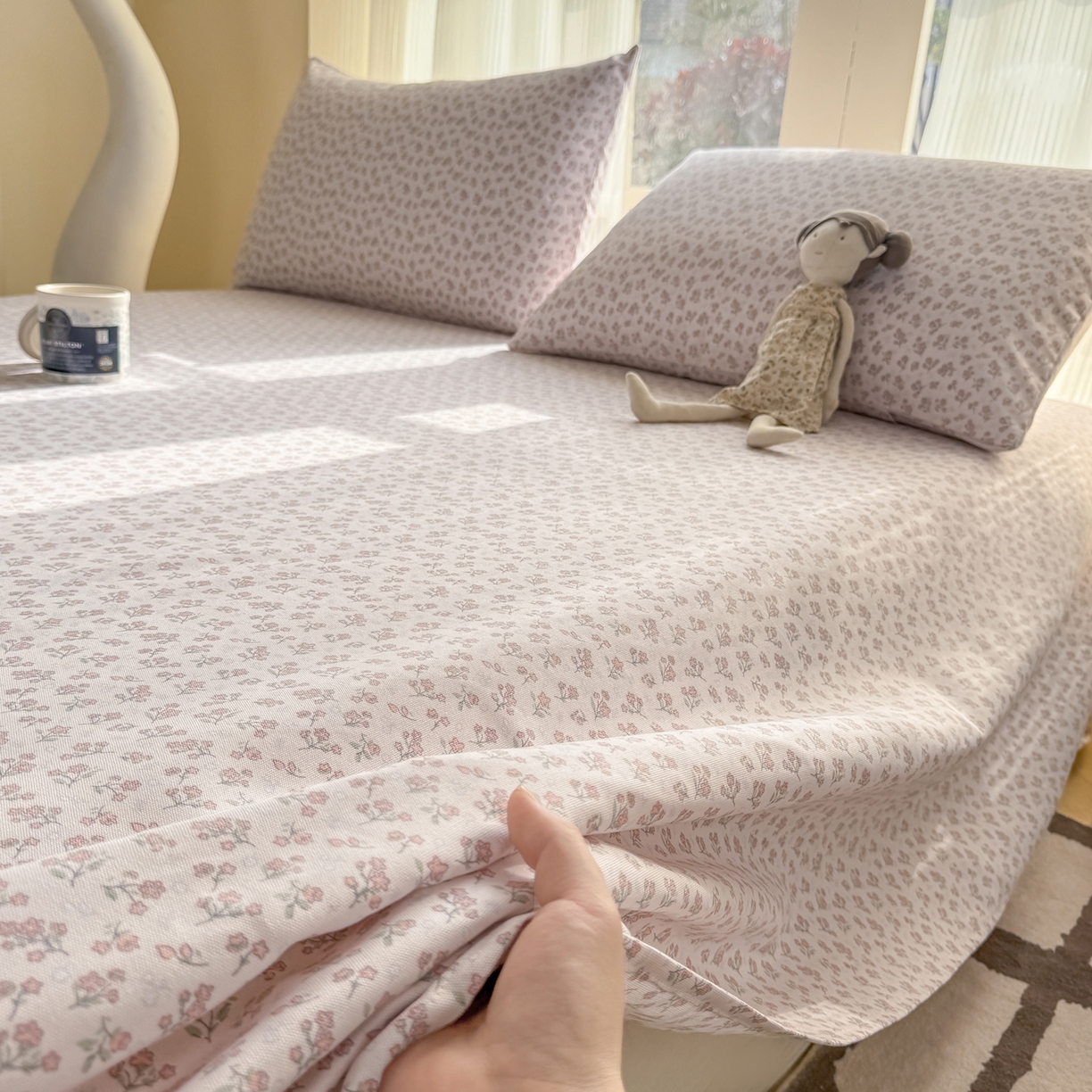 91家纺网 家纺一手货源 找家纺 康纳利 2026新款原棉老粗布透气印花床单 茶语