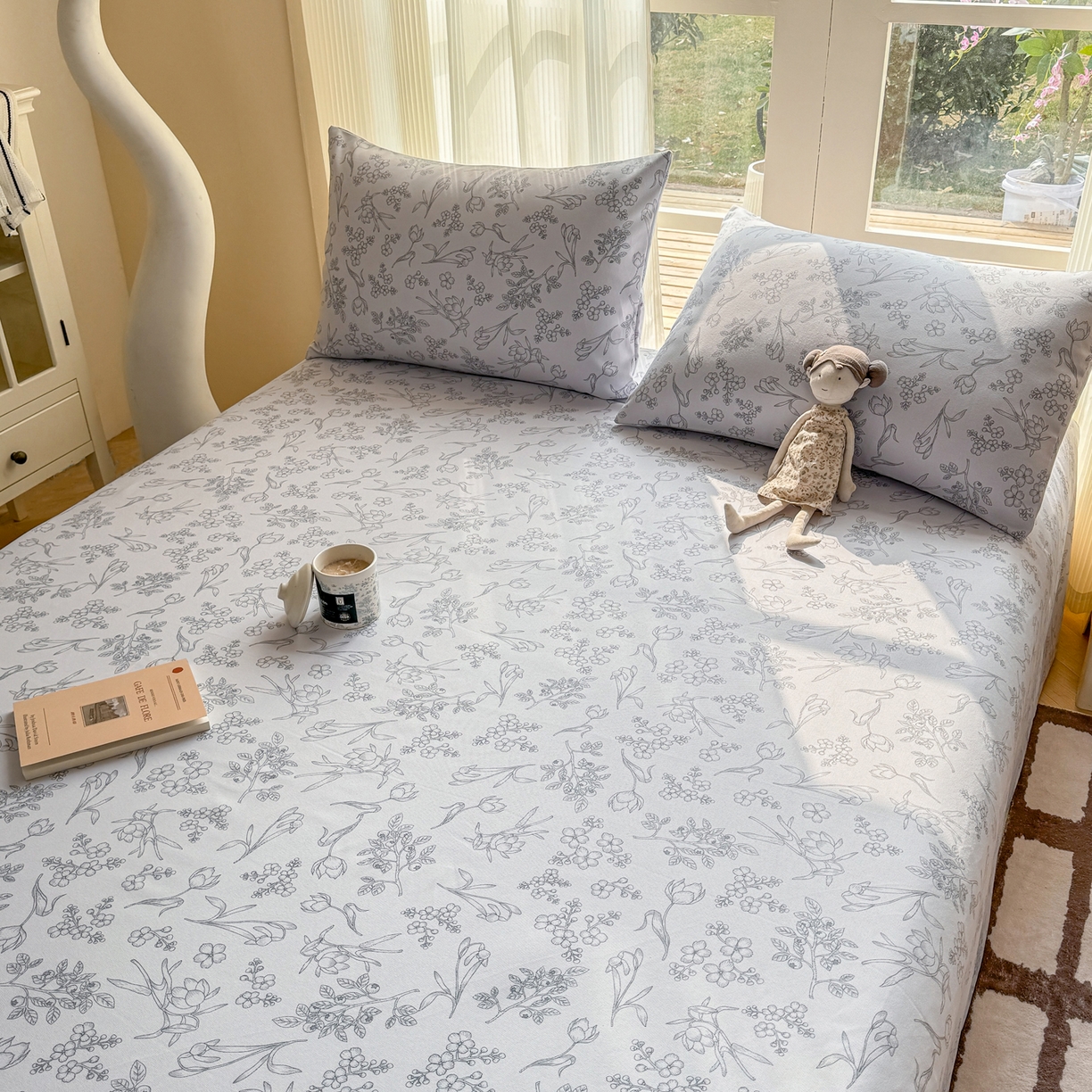 91家纺网 家纺一手货源 找家纺 康纳利 2026新款原棉老粗布透气印花床单 丛草