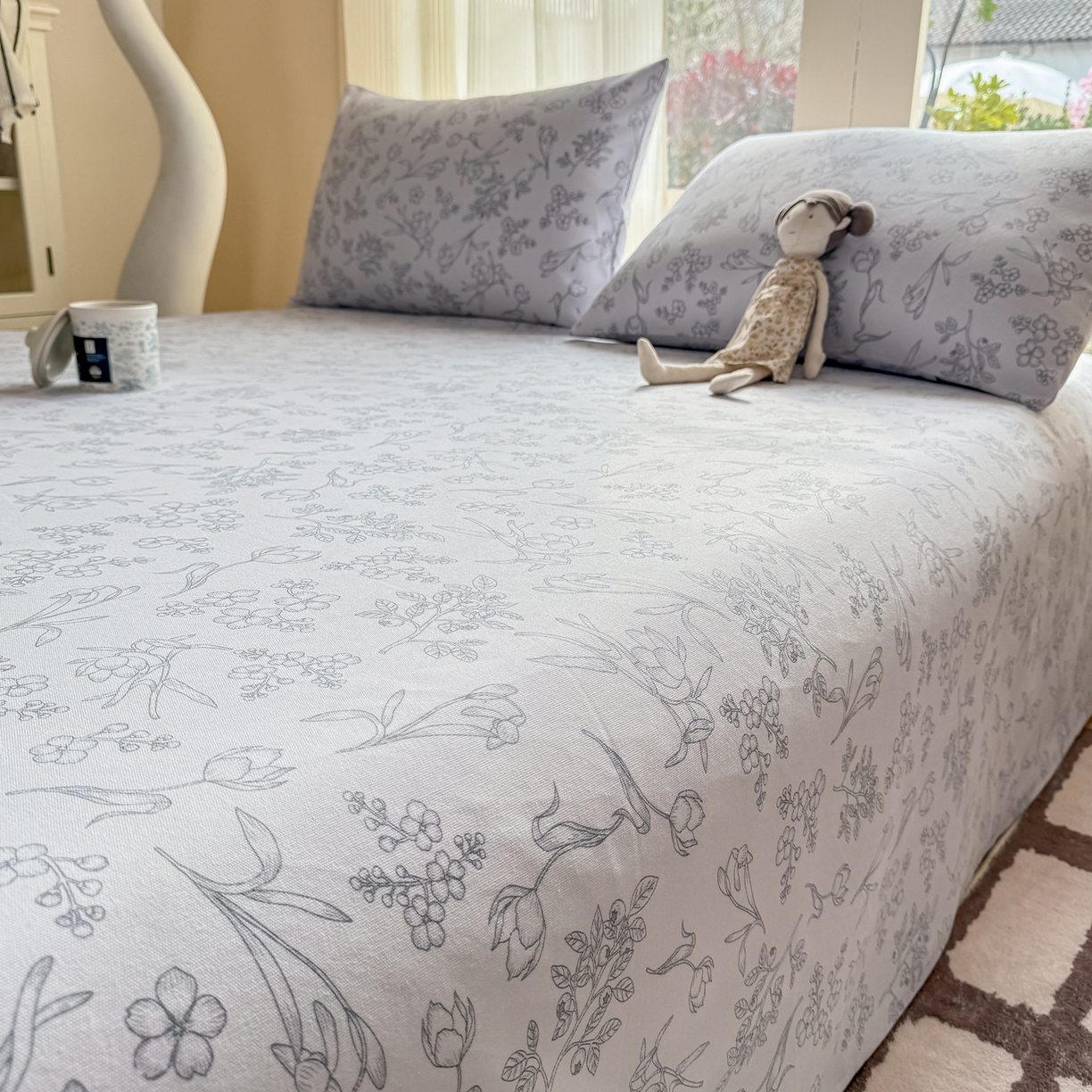 91家纺网 家纺一手货源 找家纺 康纳利 2026新款原棉老粗布透气印花床单 丛草