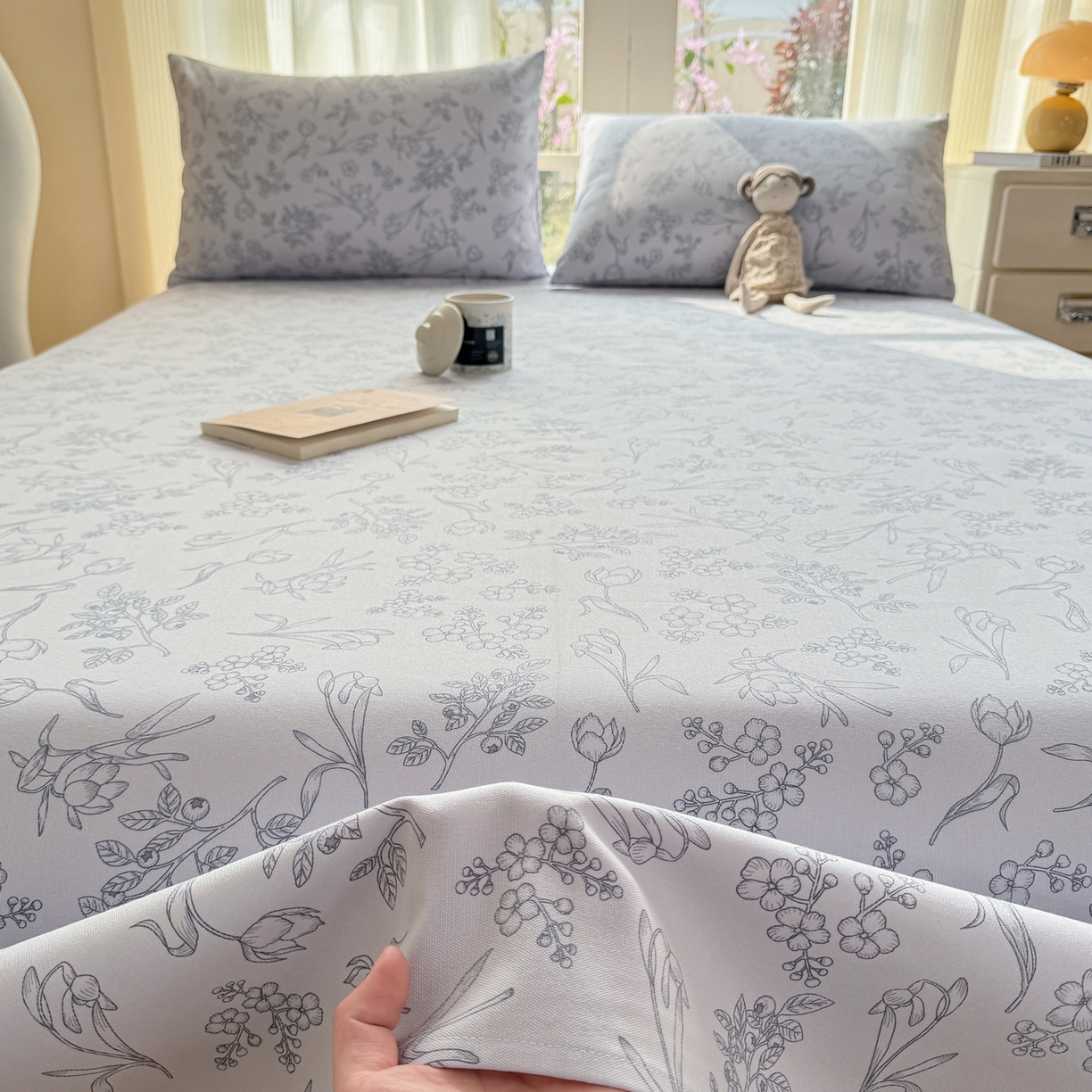 91家纺网 家纺一手货源 找家纺 康纳利 2026新款原棉老粗布透气印花床单 丛草