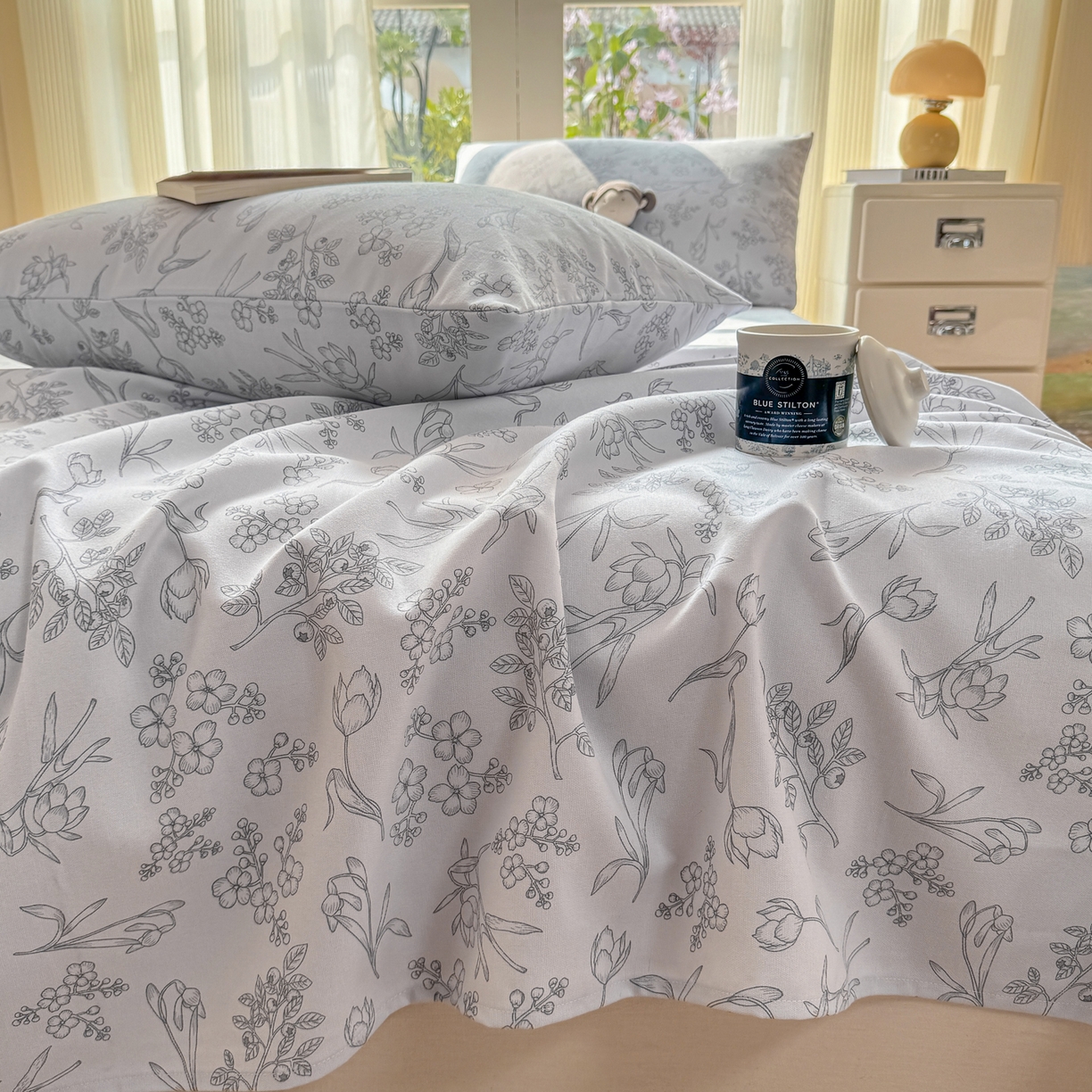 91家纺网 家纺一手货源 找家纺 康纳利 2026新款原棉老粗布透气印花床单 丛草