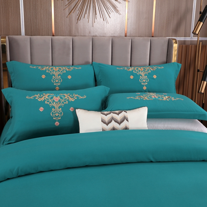 91家纺网 家纺一手货源 找家纺 慕她家纺 2026年磨毛亲肤棉婚庆四件套大红色刺绣结床上用品 盛世庄园 孔雀兰