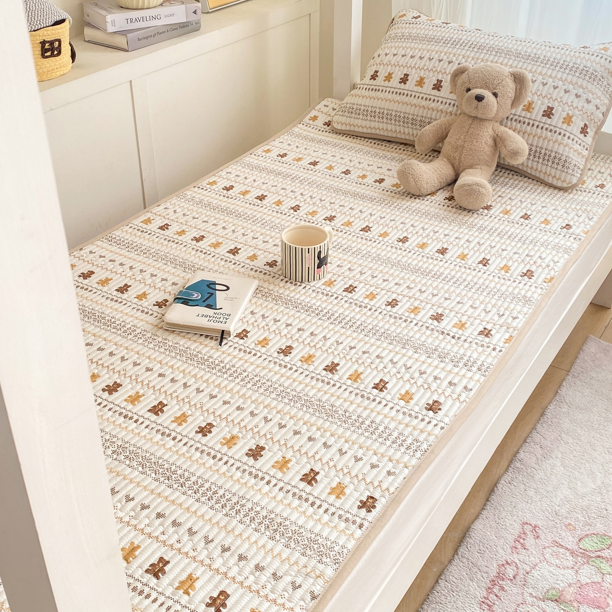 91家纺网 家纺一手货源 找家纺 康纳利 2026新款全棉床盖学生夹棉薄款床盖宿舍上下铺床垫三件套四季通用 费尔岛