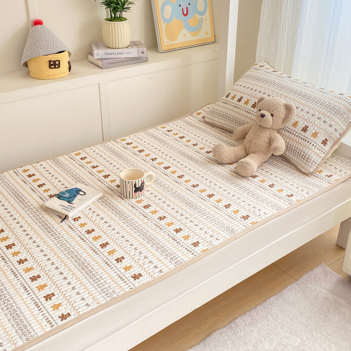 91家纺网 家纺一手货源 找家纺 康纳利 2026新款全棉床盖学生夹棉薄款床盖宿舍上下铺床垫三件套四季通用 费尔岛