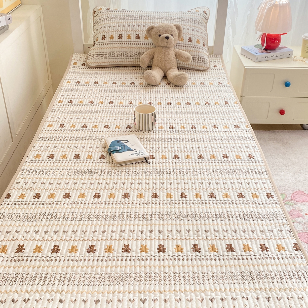 91家纺网 家纺一手货源 找家纺 康纳利 2026新款全棉床盖学生夹棉薄款床盖宿舍上下铺床垫三件套四季通用 费尔岛