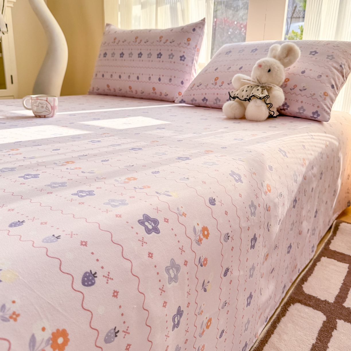 91家纺网 家纺一手货源 找家纺 康纳利 2026新款原棉老粗布透气印花床单 兰玲