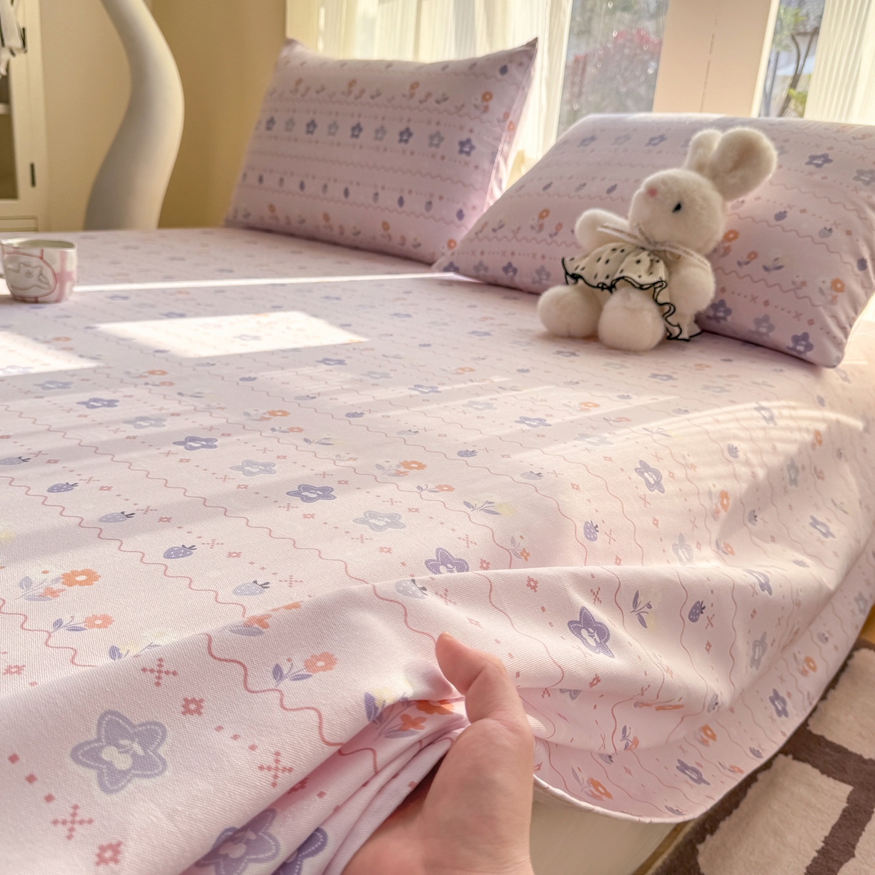 91家纺网 家纺一手货源 找家纺 康纳利 2026新款原棉老粗布透气印花床单 兰玲