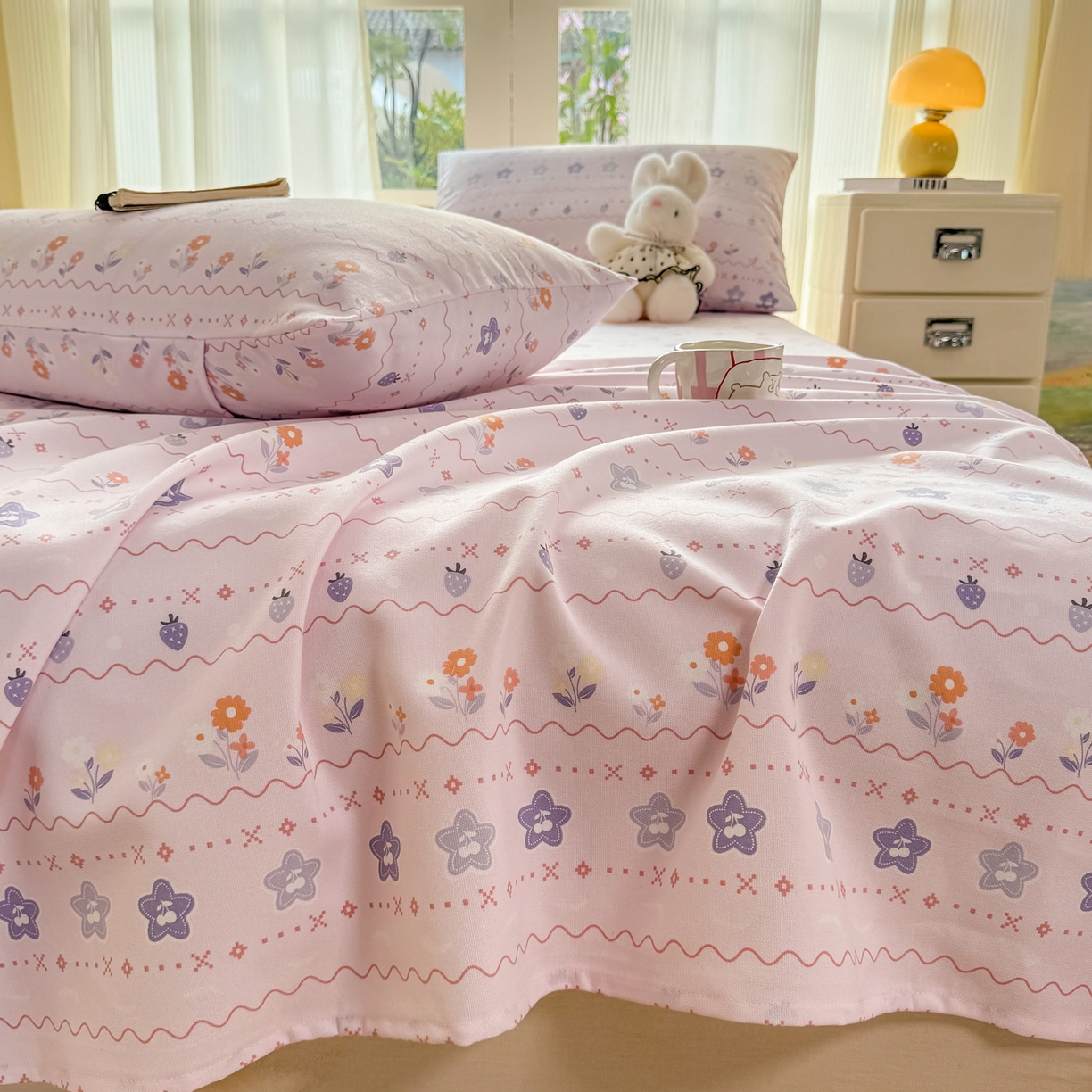 91家纺网 家纺一手货源 找家纺 康纳利 2026新款原棉老粗布透气印花床单 兰玲