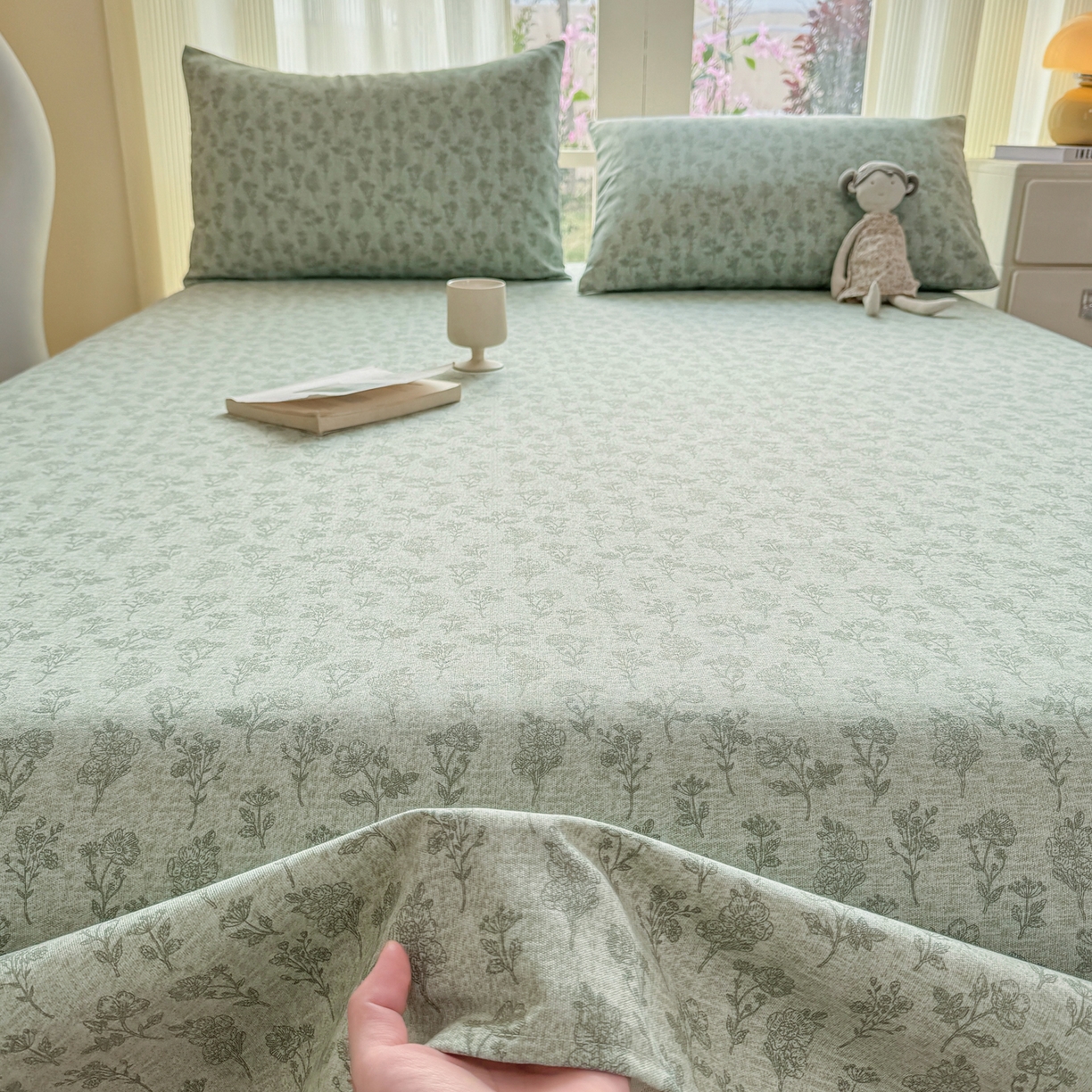 91家纺网 家纺一手货源 找家纺 康纳利 2026新款原棉老粗布透气印花床单 蔓枝