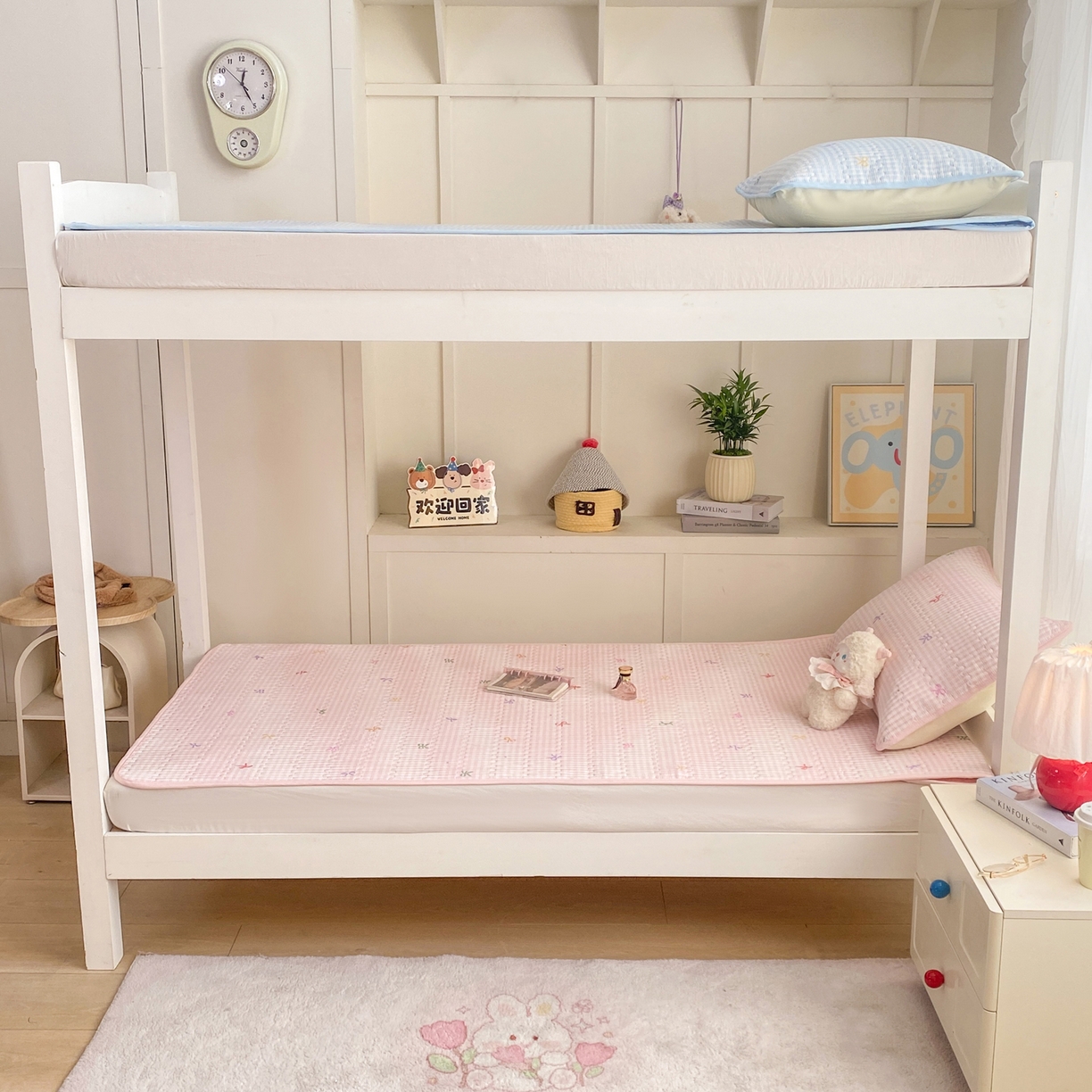 91家纺网 家纺一手货源 找家纺 康纳利 2026新款全棉床盖学生夹棉薄款床盖宿舍上下铺床垫三件套四季通用 蝴蝶结粉